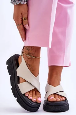 Clearance Evento Modne Sandały Na Platformie Beżowe Chester