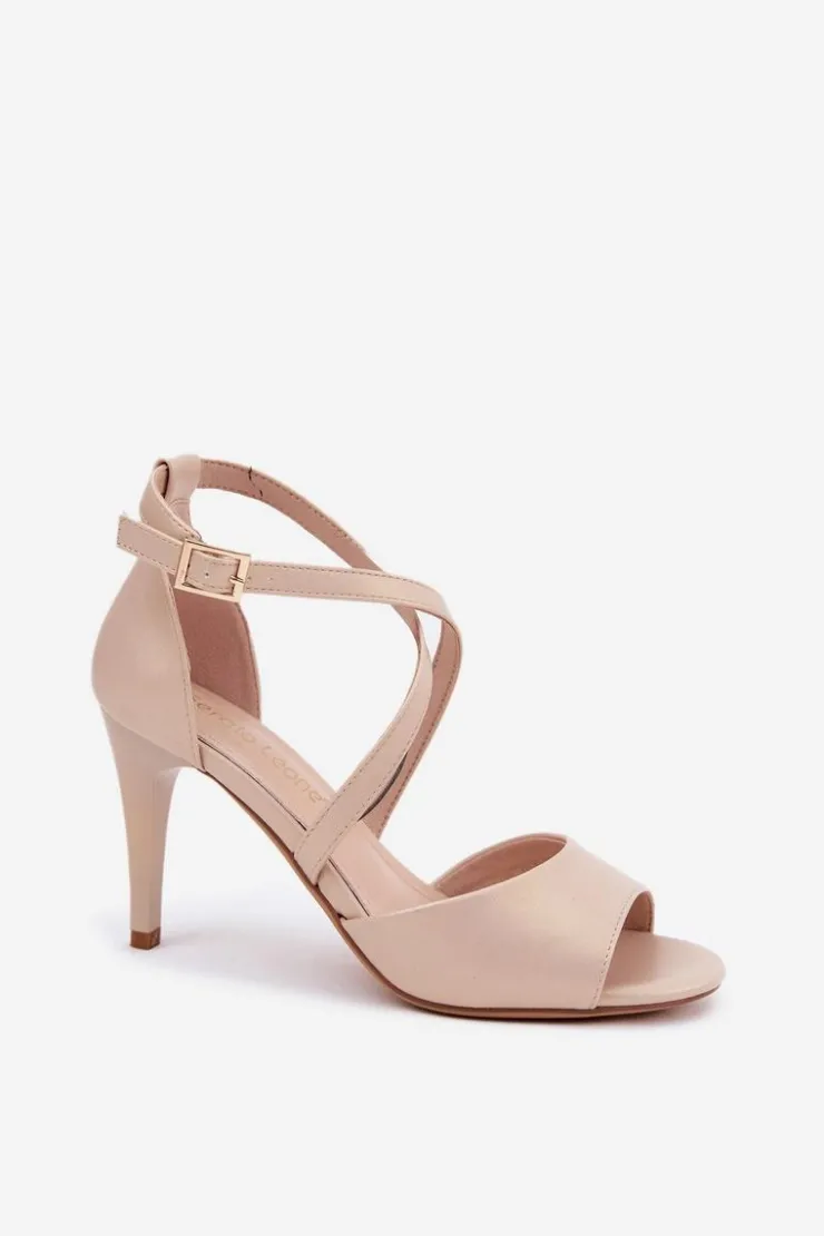 Damskie Buty Sergio Leone Modne Sandały Na Szpilce Złote Loressa