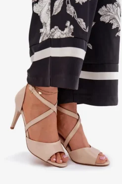 Damskie Buty Sergio Leone Modne Sandały Na Szpilce Złote Loressa