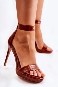 Damskie Boto Modne Sandały Na Wysokiej Szpilce Brązowe Astoria