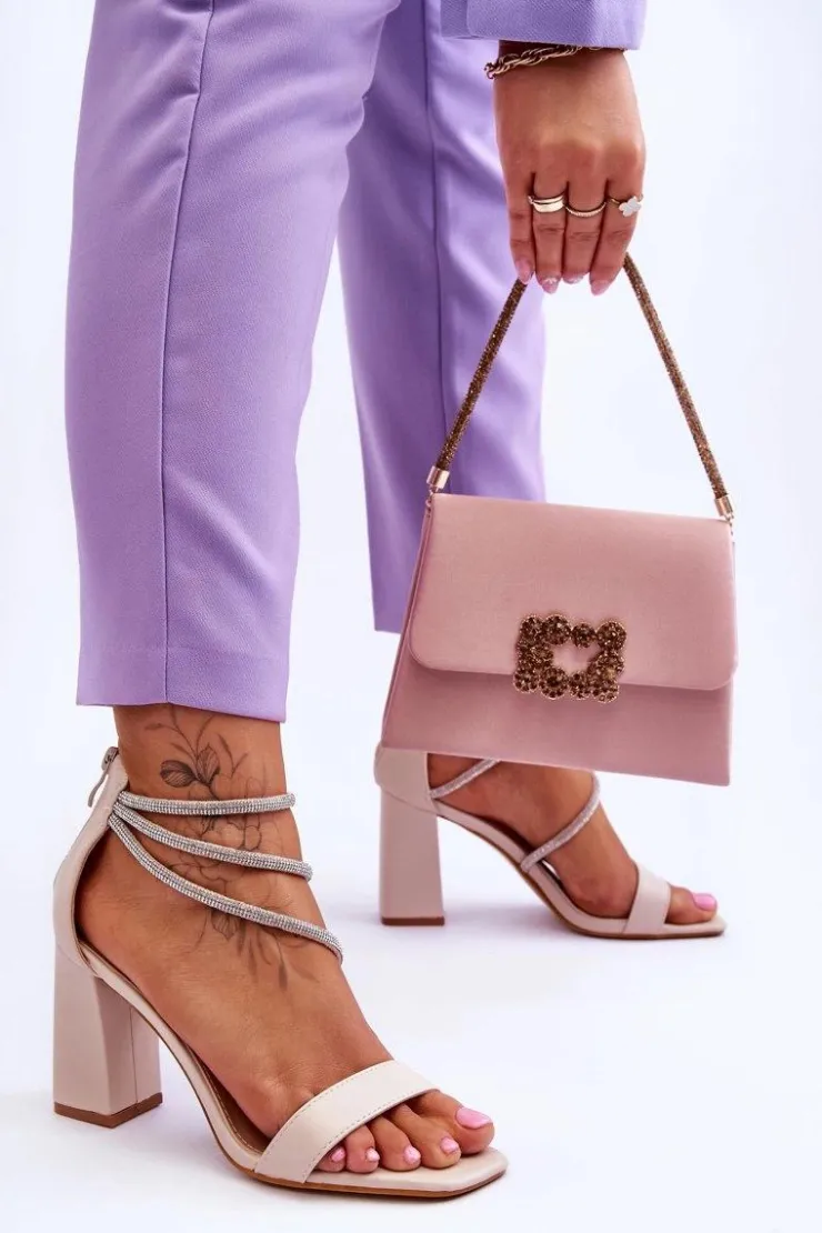 Clearance Boto Modne Sandały Z Cyrkoniami Beżowe Carma