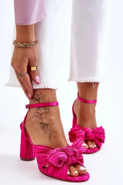 Boto Sandały Na Obcasie*Modne Sandały Z Kokardą Na Obcasie Fuksja Callum Różowy