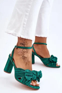Online Boto Modne Sandały Z Kokardą Na Obcasie Zielone Callum