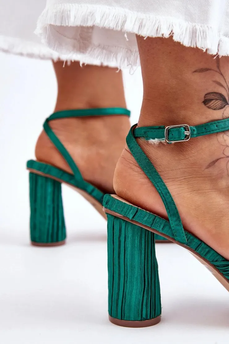 Online Boto Modne Sandały Z Kokardą Na Obcasie Zielone Callum
