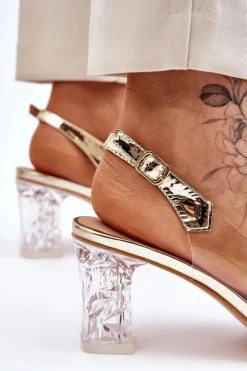 Damskie buty S.Barski Modne Sandały Z Koralikami Złote Terrance