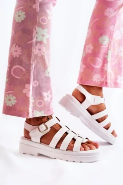 Boto Modne Sandały Z Paskami Białe Malien