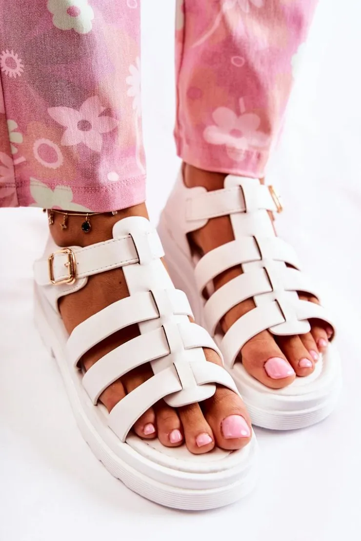 Boto Modne Sandały Z Paskami Białe Malien