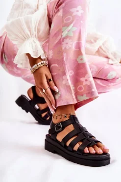 Boto Sandały Na Obcasie*Modne Sandały Z Paskami Czarne Malien