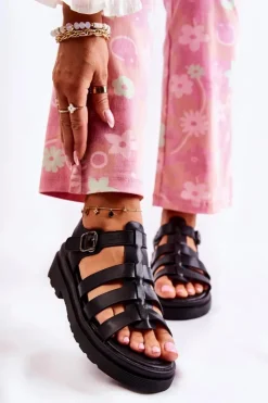 Boto Sandały Na Obcasie*Modne Sandały Z Paskami Czarne Malien