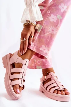 Hot Boto Modne Sandały Z Paskami Różowe Malien
