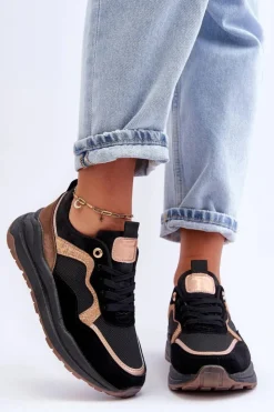 Damskie Boto Modne Skórzane Buty Sportowe Damskie Czarne Calarene