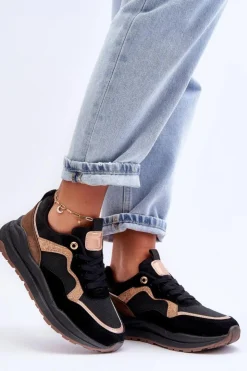 Damskie Boto Modne Skórzane Buty Sportowe Damskie Czarne Calarene