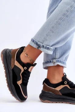 Damskie Boto Modne Skórzane Buty Sportowe Damskie Czarne Calarene