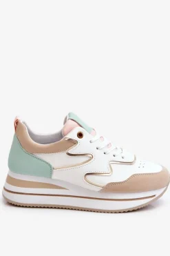 Damskie Boto Modne Skórzane Buty Sportowe Biało-Beżowe Roen