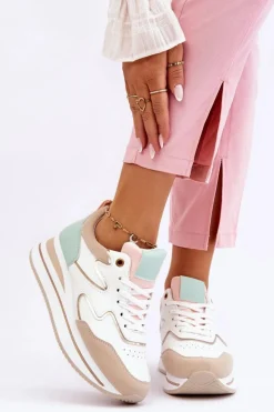 Damskie Boto Modne Skórzane Buty Sportowe Biało-Beżowe Roen