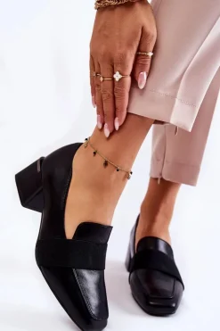 Boto Czółenka Na Słupku|Czółenka Klasyczne*Modne Skórzane Czółenka La.Fi 230033B-PU Czarne