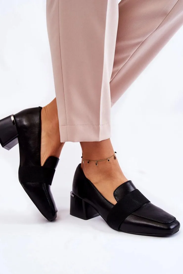 Boto Czółenka Na Słupku|Czółenka Klasyczne*Modne Skórzane Czółenka La.Fi 230033B-PU Czarne