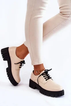 Boto Półbuty Lakierowane*Modne Skórzane Półbuty La.Fi 210013BE-PU Beżowe