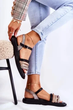 Maciejka Modne Skórzane Sandały Damskie 05561-01 Czarne