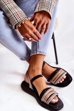 Maciejka Modne Skórzane Sandały Damskie 05561-01 Czarne