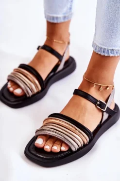 Maciejka Modne Skórzane Sandały Damskie 05561-01 Czarne