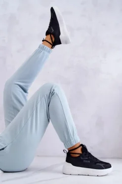 Damskie Big Star Shoes Modne Sneakersy Buty Sportowe Big Star JJ274598 Czarne