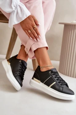 Boto Buty Sportowe Na Platformie|Sneakersy Damskie*Modne Sneakersy Damskie Na Platformie Z Eko Skóry Czarne Nevisase