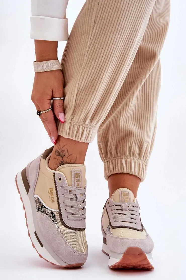 Discount Big Star Shoes Modne Sneakersy Memory Foam System Big Star LL274364 Beżowe