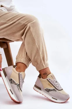 Discount Big Star Shoes Modne Sneakersy Memory Foam System Big Star LL274364 Beżowe