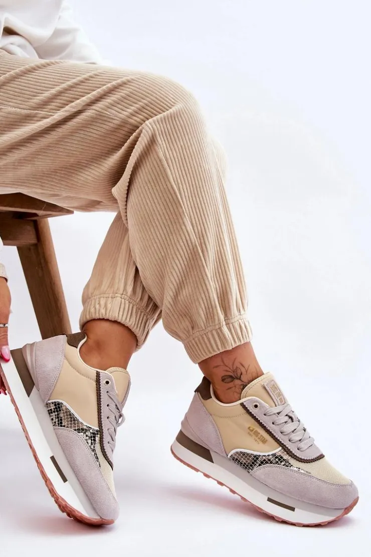 Discount Big Star Shoes Modne Sneakersy Memory Foam System Big Star LL274364 Beżowe