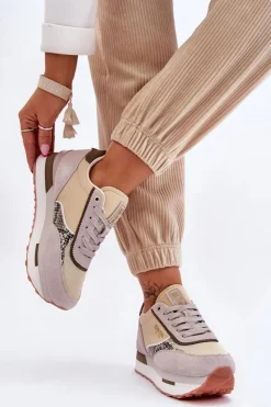 Discount Big Star Shoes Modne Sneakersy Memory Foam System Big Star LL274364 Beżowe