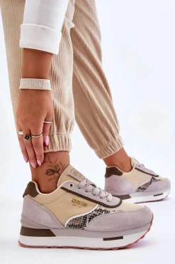 Discount Big Star Shoes Modne Sneakersy Memory Foam System Big Star LL274364 Beżowe