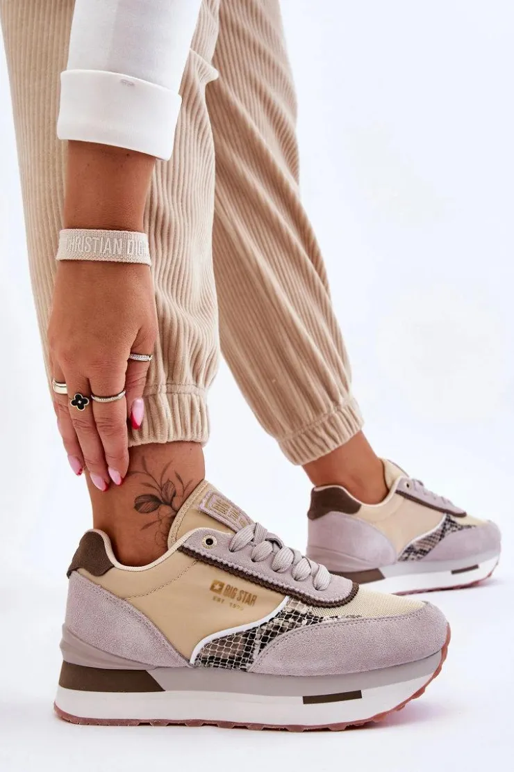 Discount Big Star Shoes Modne Sneakersy Memory Foam System Big Star LL274364 Beżowe