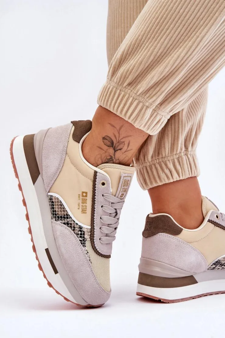 Discount Big Star Shoes Modne Sneakersy Memory Foam System Big Star LL274364 Beżowe