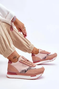 Damskie Big Star Shoes Modne Sneakersy Memory Foam System Big Star LL274366 Różowe