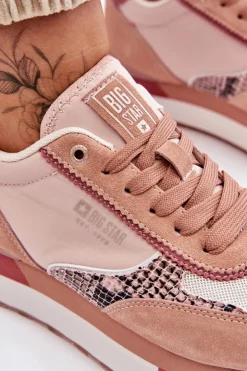 Damskie Big Star Shoes Modne Sneakersy Memory Foam System Big Star LL274366 Różowe