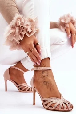 Sale Boto Modne Szpilki Z Dżetami Jasnobeżowe Jaylen