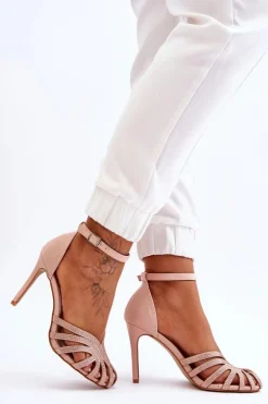 Sale Boto Modne Szpilki Z Dżetami Jasnobeżowe Jaylen