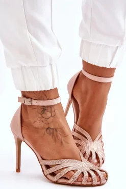 Sale Boto Modne Szpilki Z Dżetami Jasnobeżowe Jaylen