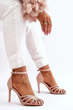 Sale Boto Modne Szpilki Z Dżetami Jasnobeżowe Jaylen