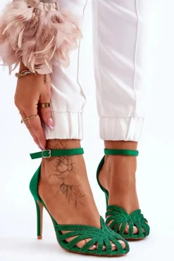 Damskie Boto Modne Szpilki Z Dżetami Zielone Jaylen