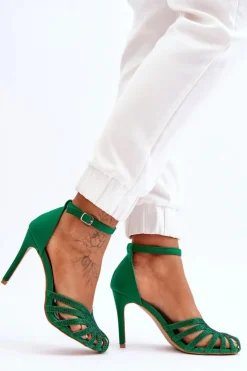 Damskie Boto Modne Szpilki Z Dżetami Zielone Jaylen