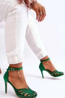 Damskie Boto Modne Szpilki Z Dżetami Zielone Jaylen