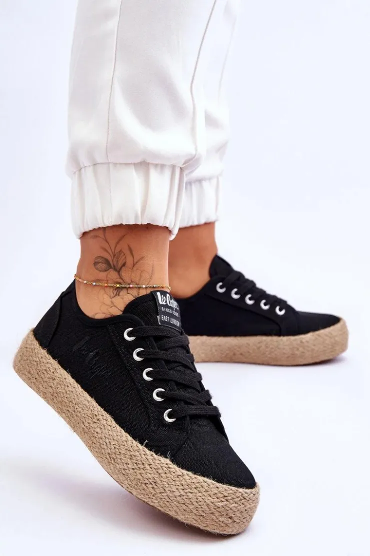 Lee Cooper Trampki Damskie Niskie*Modne Trampki Z Plecionką LCW-23-31-1797L Czarne