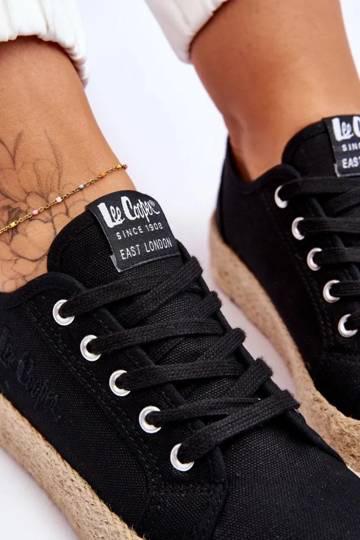Lee Cooper Trampki Damskie Niskie*Modne Trampki Z Plecionką LCW-23-31-1797L Czarne