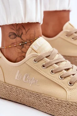 Discount Lee Cooper Modne Trampki Z Plecionką LCW-23-31-1795L Beżowe