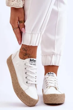 Damskie Lee Cooper Modne Trampki Z Plecionką LCW-23-31-1796L Białe