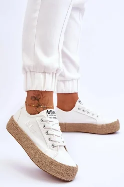 Damskie Lee Cooper Modne Trampki Z Plecionką LCW-23-31-1796L Białe
