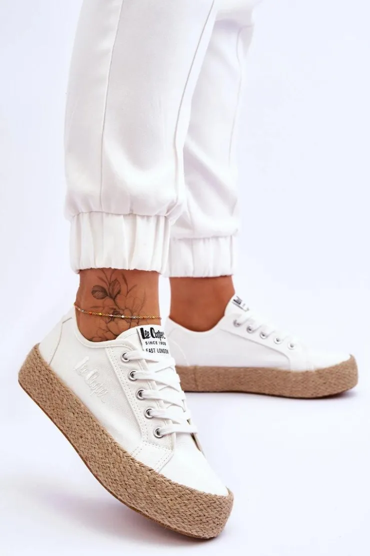 Damskie Lee Cooper Modne Trampki Z Plecionką LCW-23-31-1796L Białe