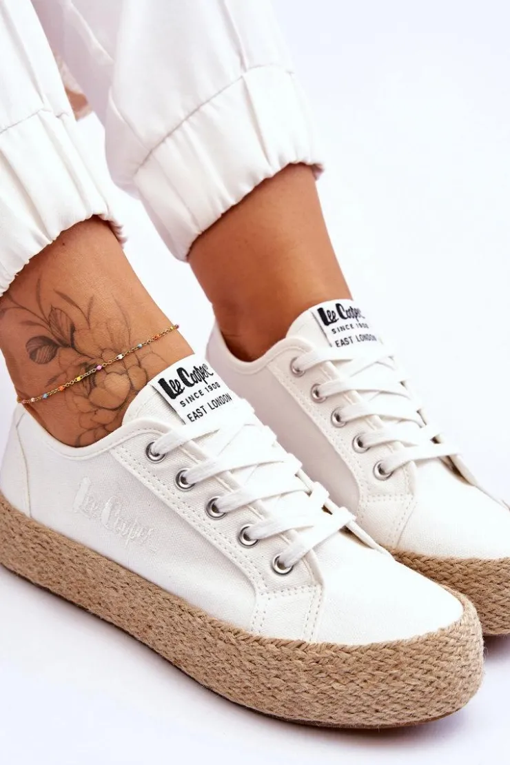Damskie Lee Cooper Modne Trampki Z Plecionką LCW-23-31-1796L Białe